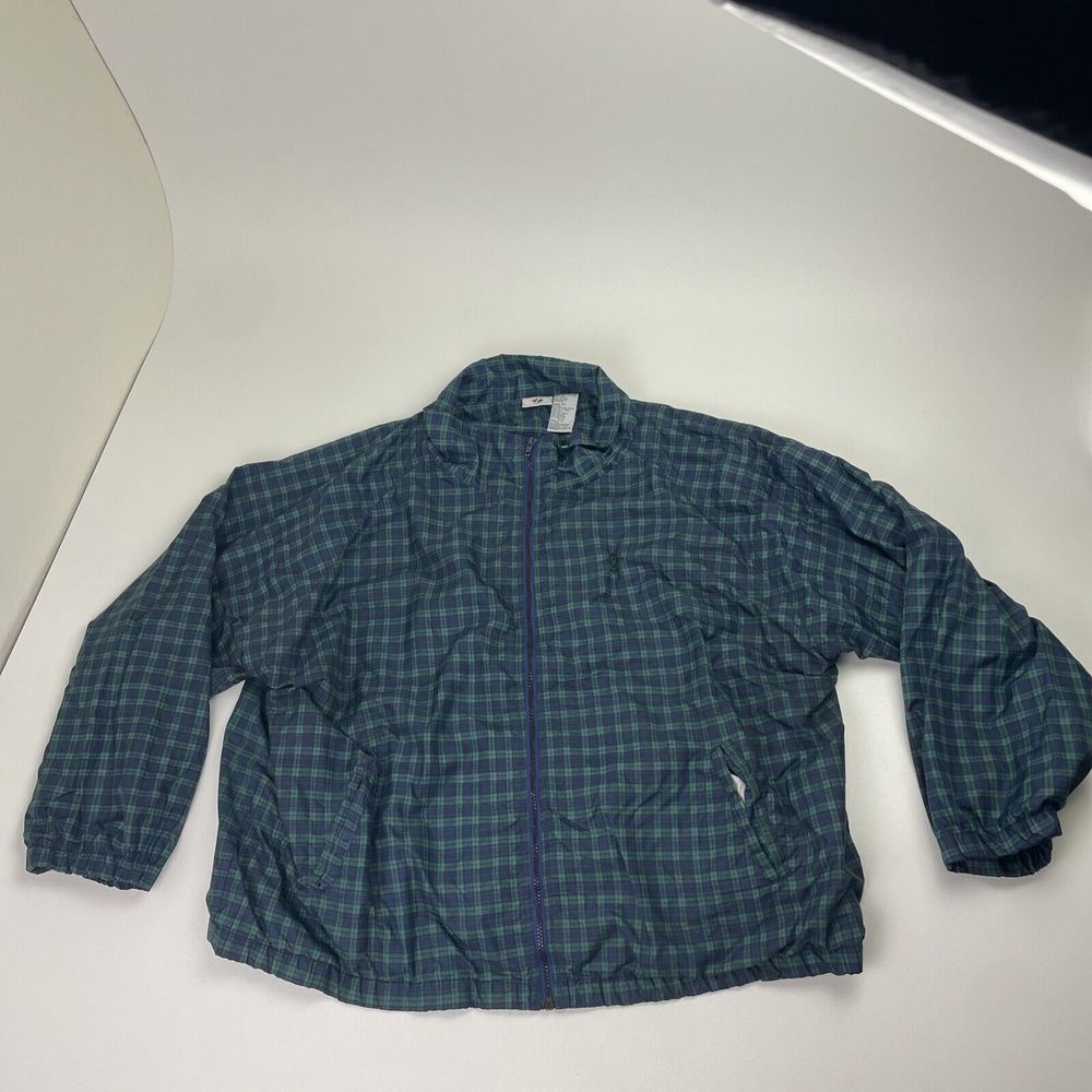 Vintage Jerzees Windbreaker Men's Jacket Blackwatch Plaid 2X Full Zip 90s Y2K